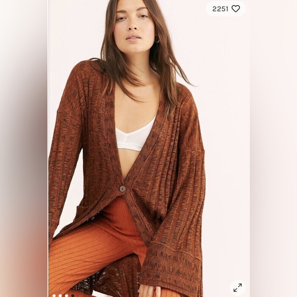 Free People Beach Nights Maxi Cardi Duster in Size Small, Cinnabar color - Picture 2 of 8